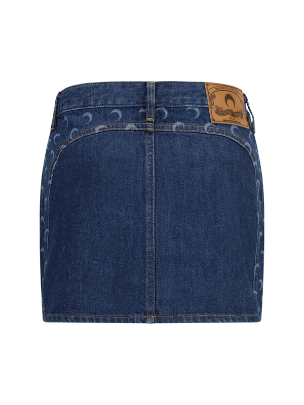 Mini Skirt Zipped Midnight Blue Cotton
