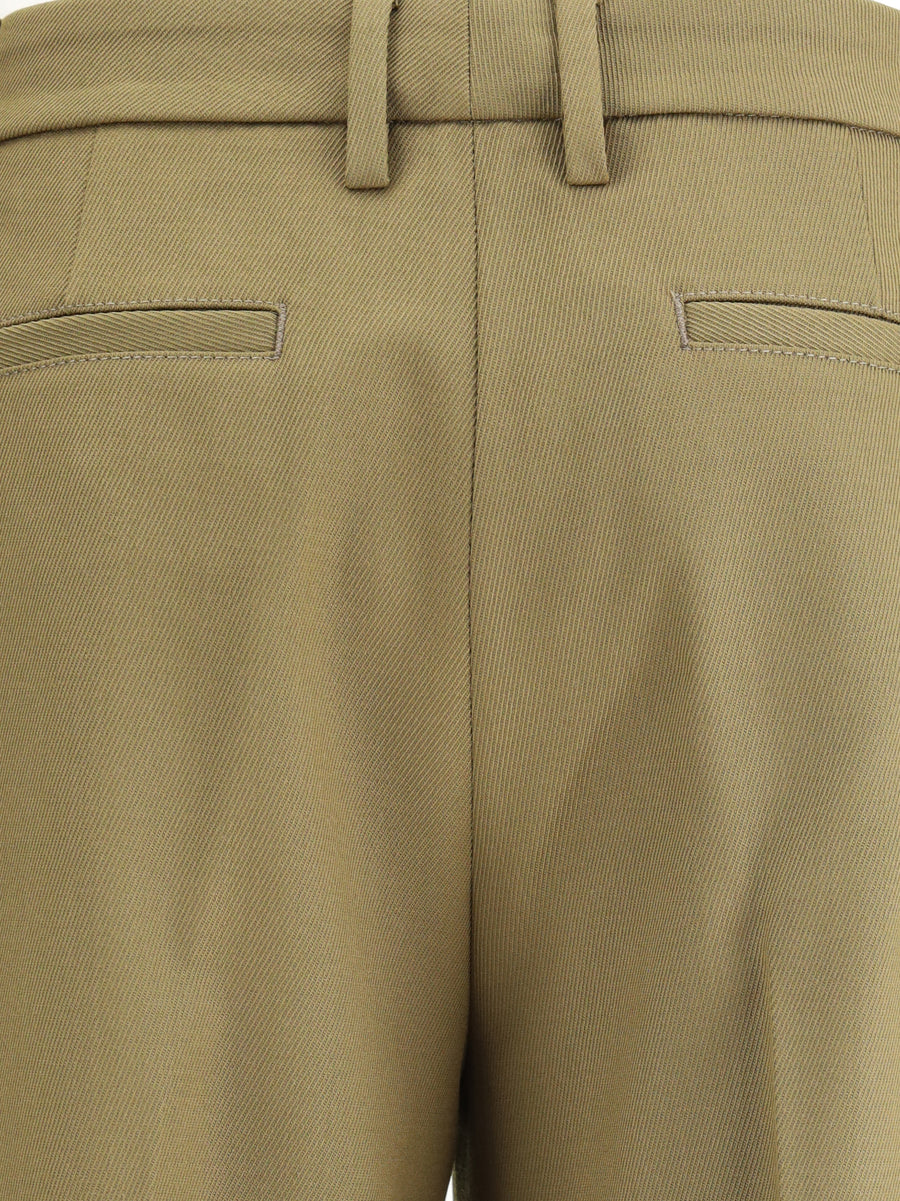 Pants Virgin Wool Olive Polyester Trousers