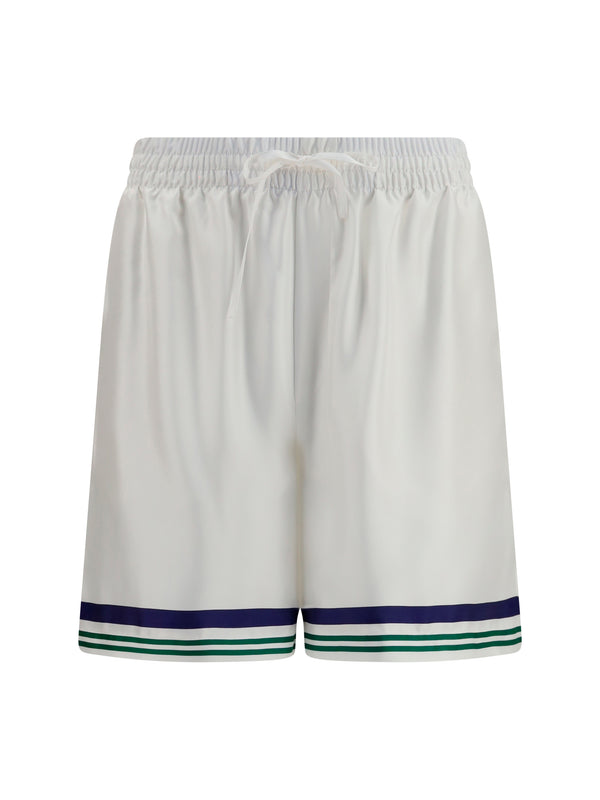 Casablanca 100% Silk bermuda shorts in white