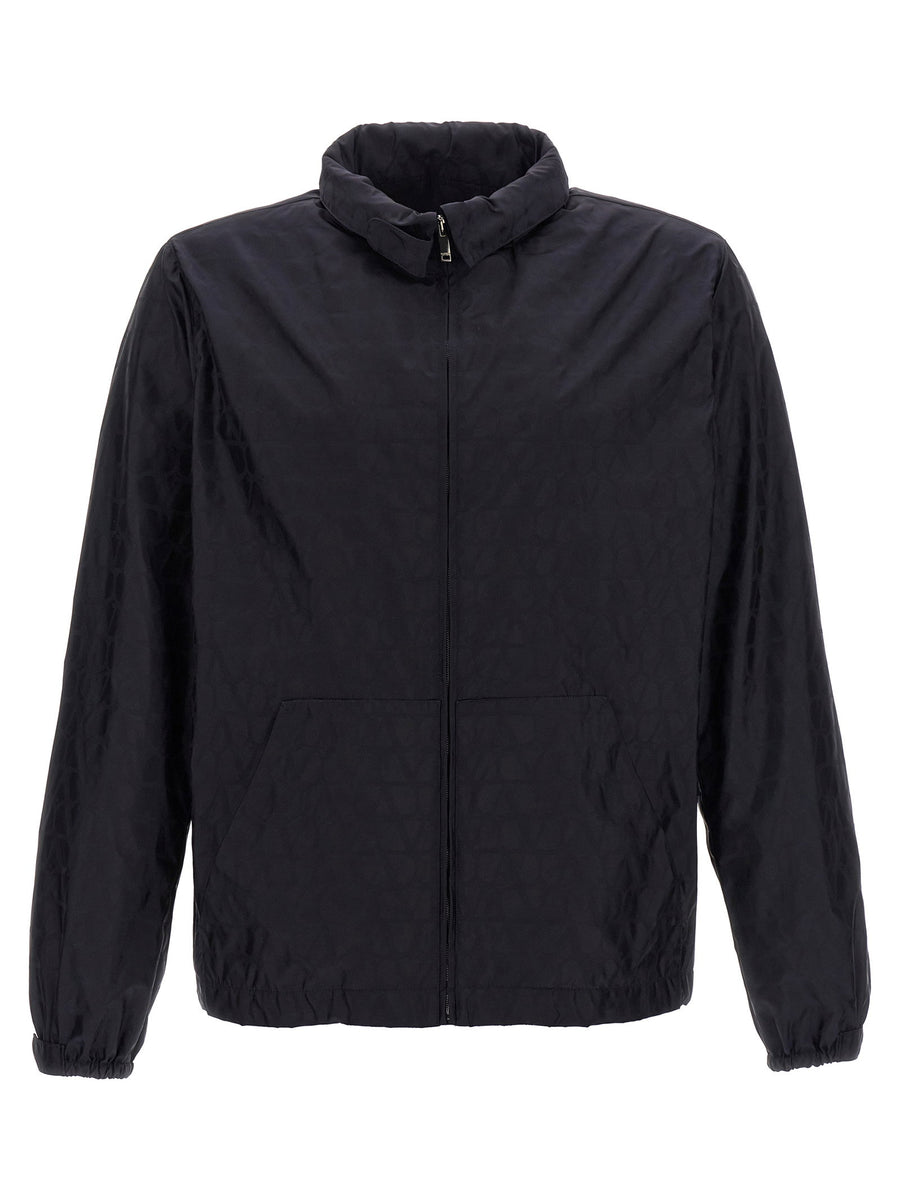 Valentino Garavani Toile Iconographe Nylon Windbreaker — Black