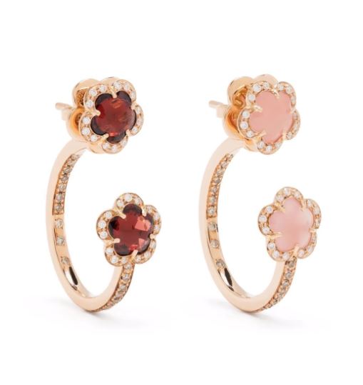 18kt Rose Gold Figlia Dei Fiori Diamond Hoop Earrings Continuty