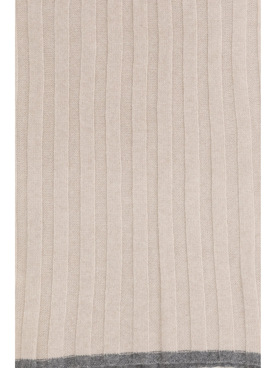 Scarf Ribbed Cashmere Grey