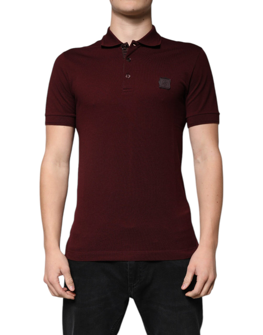 Dolce & Gabbana 95% Cotton 5% Polyester polo in maroon