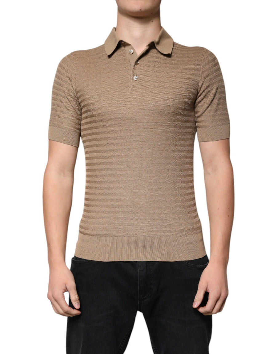 Dolce & Gabbana 100% Silk polo in brown