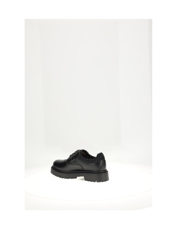 Lace-Up Shoes Oblique Black Calf Leather