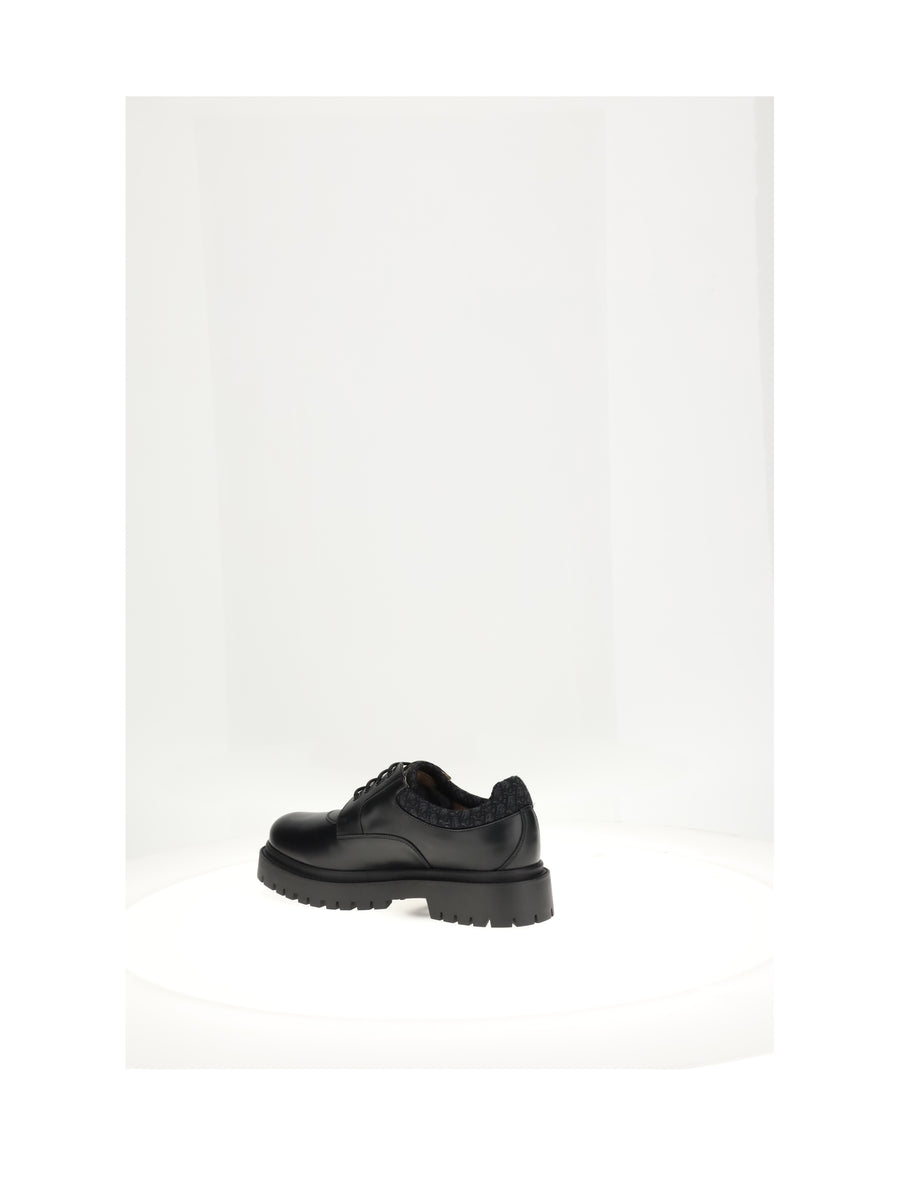 Lace-Up Shoes Oblique Black Calf Leather