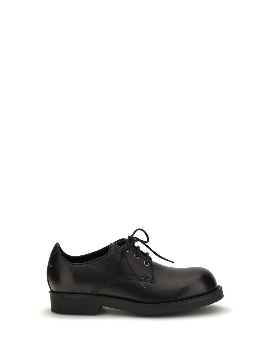 Biker Lace-Up Shoes Black Calf Leather Bos Taurus Lace Up