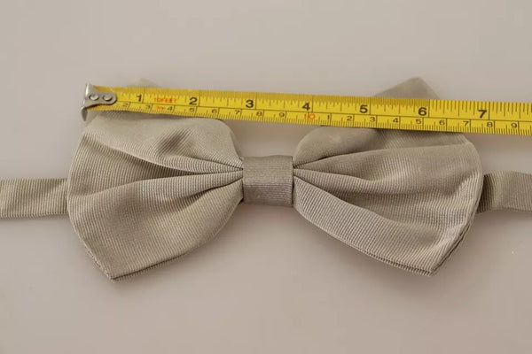 Dolce & Gabbana 100% Silk bow tie in silver