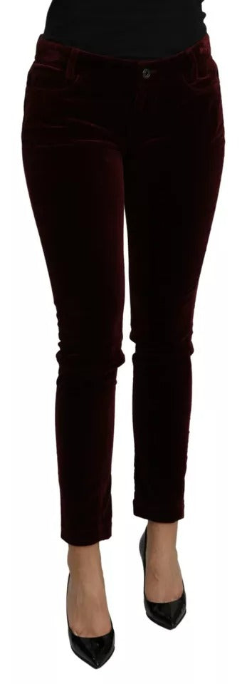 Dolce & Gabbana 98% Cotton trousers in burgundy