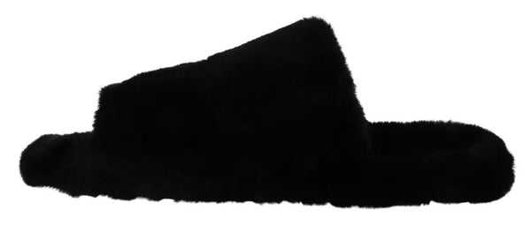 Dolce & Gabbana 100% Polyester with rubber sole slipper in black