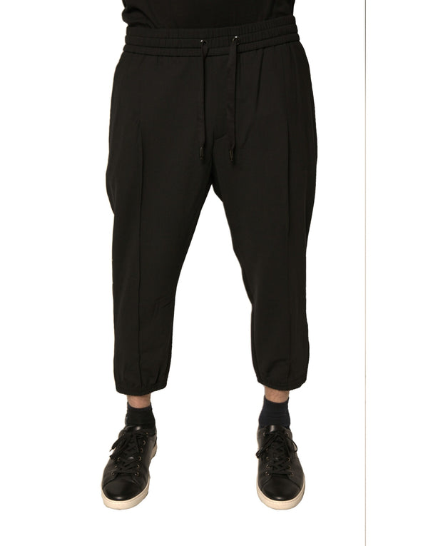 Dolce & Gabbana 29% Wool 27% Viscose 21% Polyester 17% Nylon 6% Elastane joggers in black