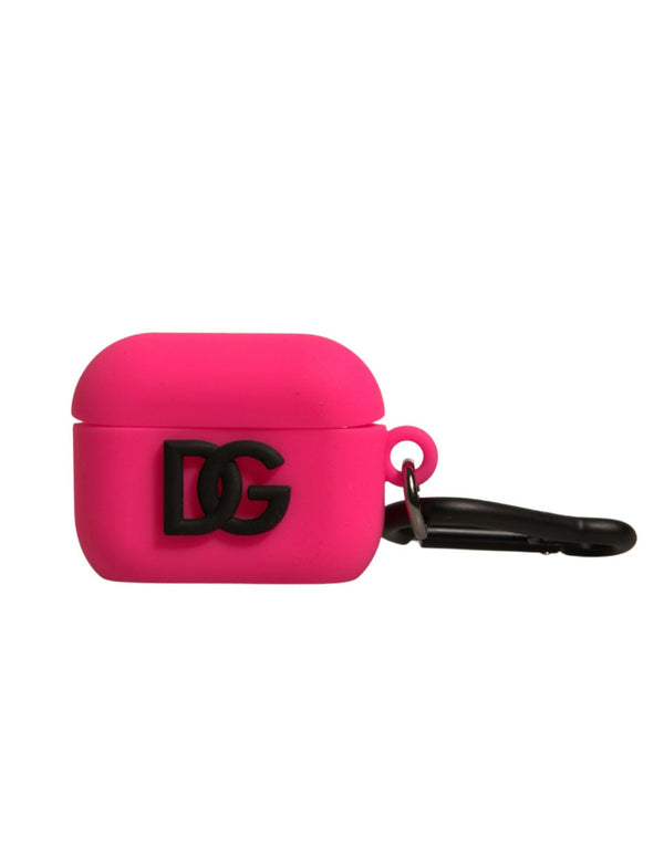 Pink Silicone Rubber Logo Embossed Airpods Case Accessory