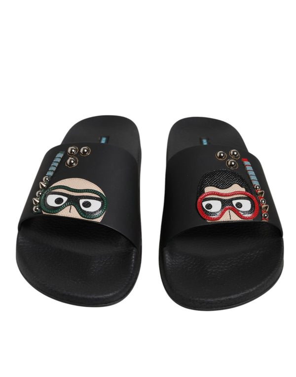 Dolce & Gabbana 97% Calf Leather slide in black