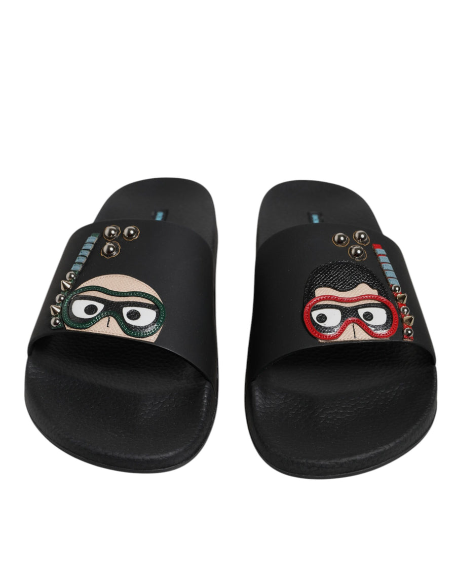Dolce & Gabbana 97% Calf Leather slide in black