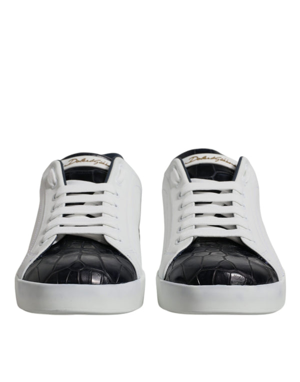 Dolce & Gabbana 60% Calfskin 40% Crocodile Leather sneaker in white