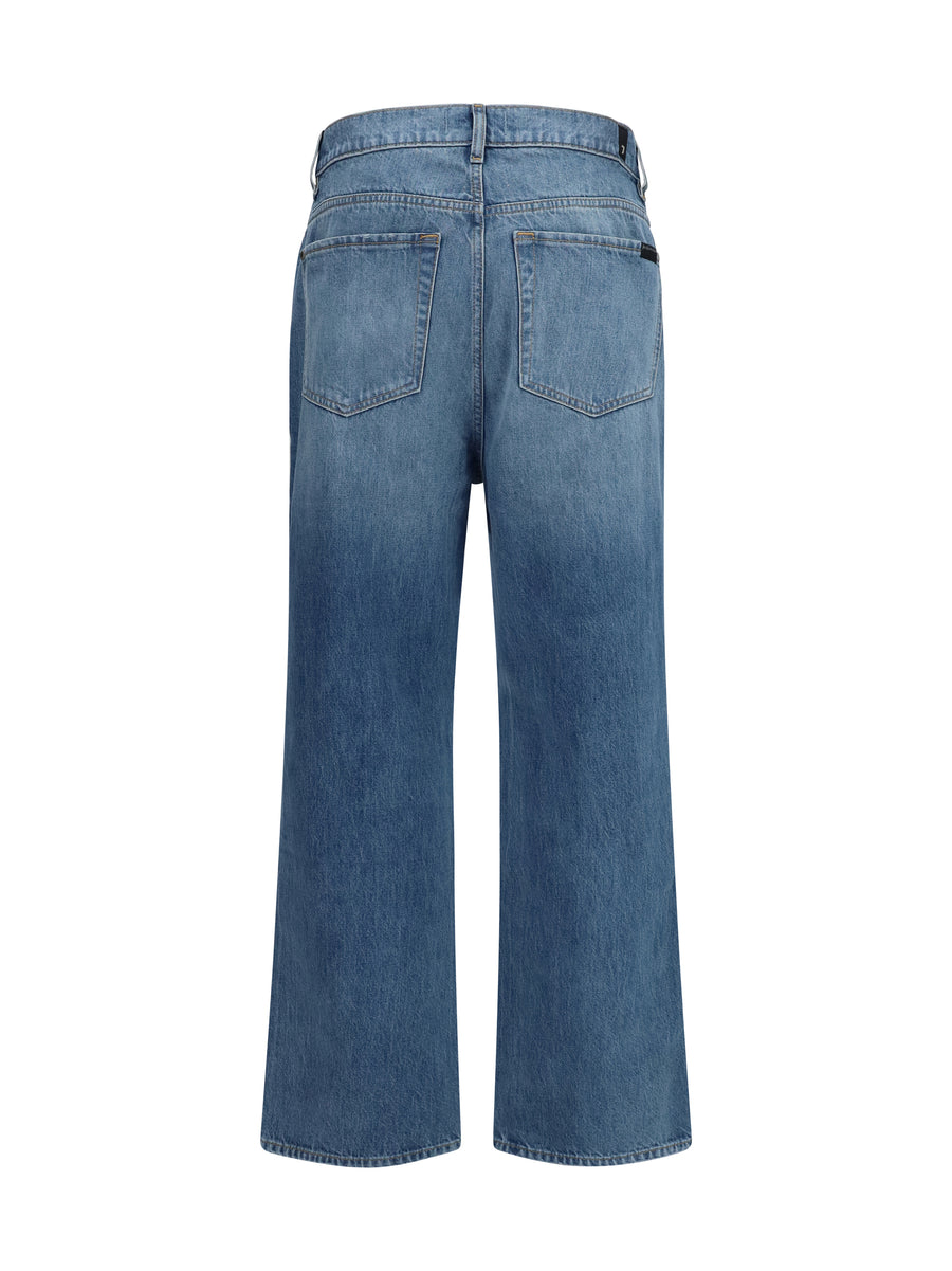 Wide-Leg Jeans Blue Cotton