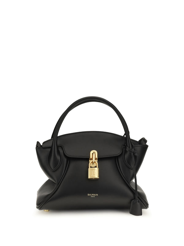 Balmain 100% Calf Leather Bos Taurus top handle bag in black