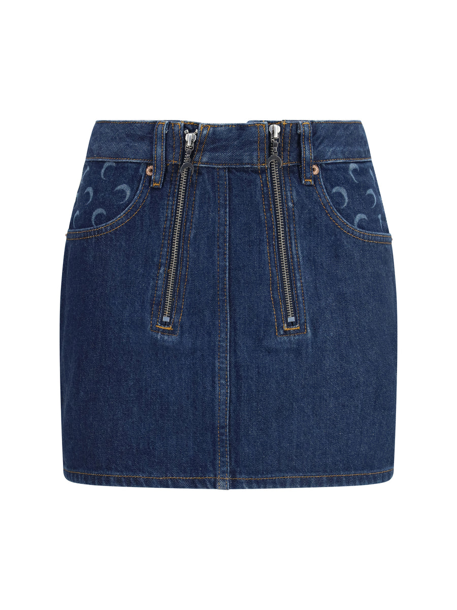 Marine Serre 100% Cotton mini skirt in navy