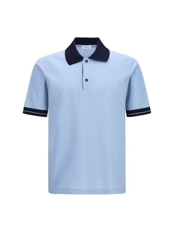 Short-Sleeve Polo Beige Patterned Cotton Knitwear