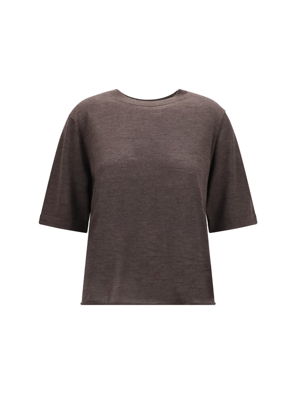 Loulou De Saison 100% Cashmere t-shirt in brown