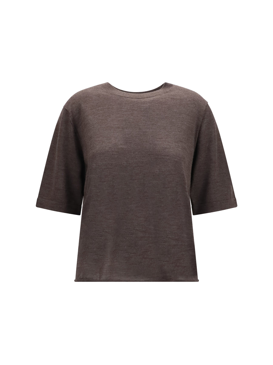 Loulou De Saison 100% Cashmere t-shirt in brown