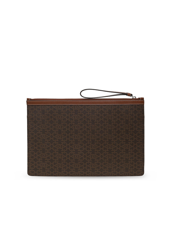 Bally Coated canvas clutch in brown