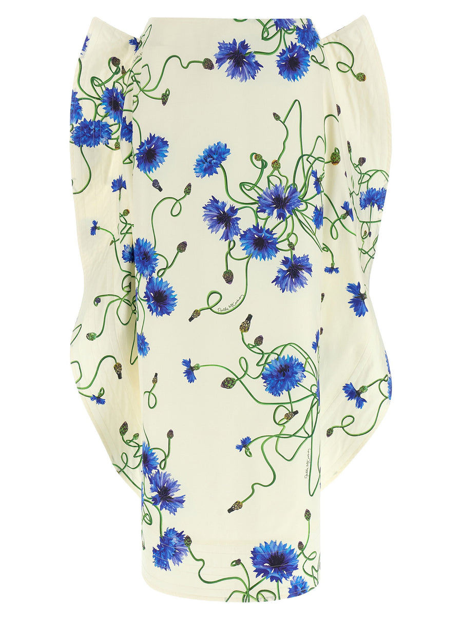 Stella Mccartney Floral-Print Ruffled Skirt — Cream