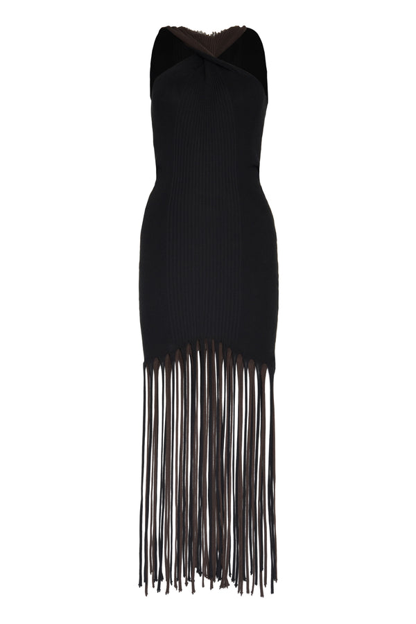 Jersey Top Cut-Out Shoulders Black Bark Cotton Blouses