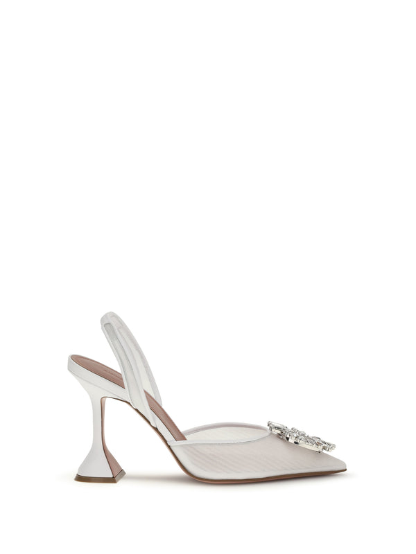 Amina Muaddi Upper: 100% polyester; Sole: 100% calf leather pumps in white