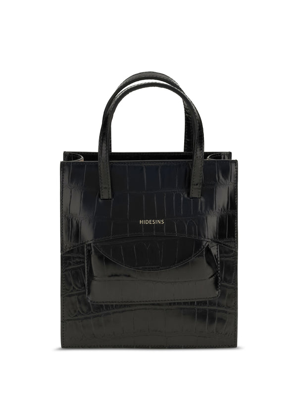 Hidesins 100% Calf Leather Bos Taurus shoulder bag in black