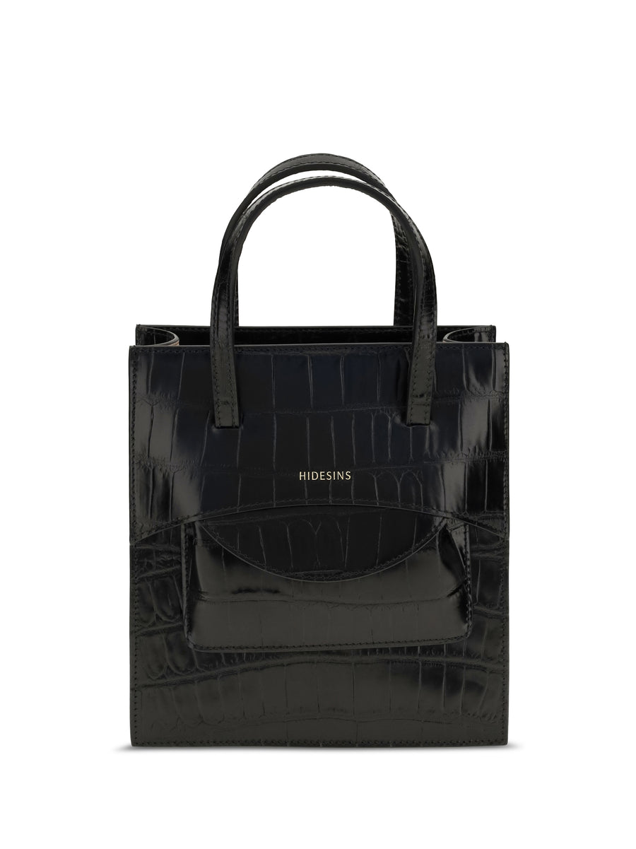 Hidesins 100% Calf Leather Bos Taurus shoulder bag in black