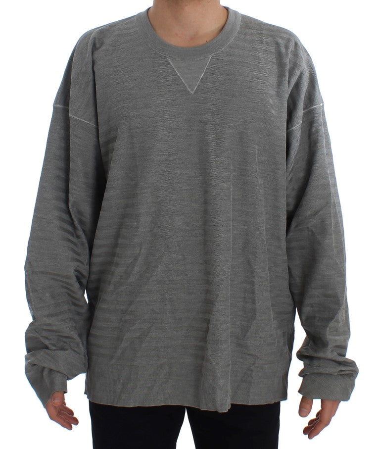 Dolce & Gabbana Silk Crewneck Pullover Sweater — Gray