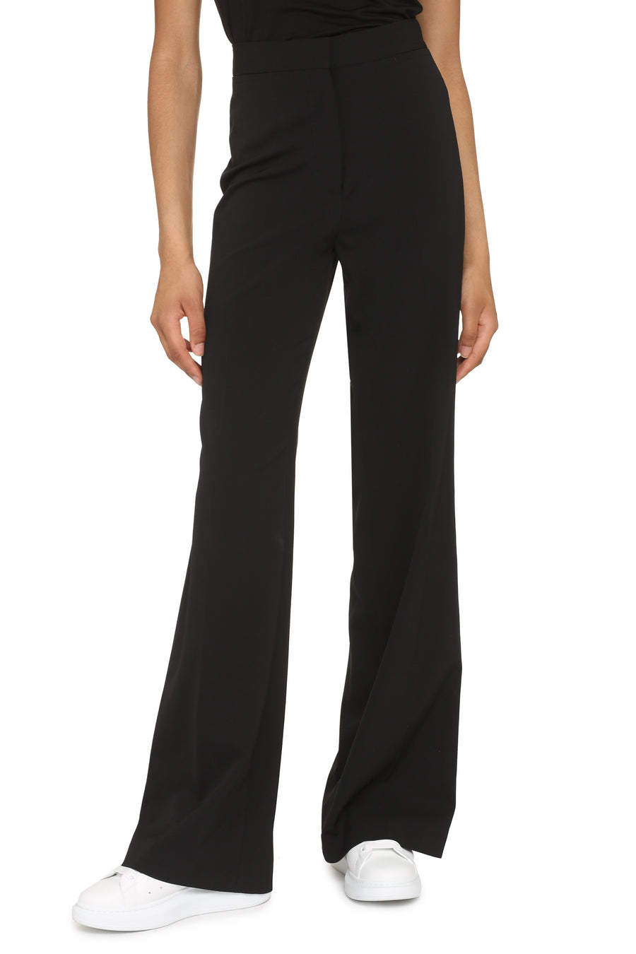Flared Trousers Black Wool