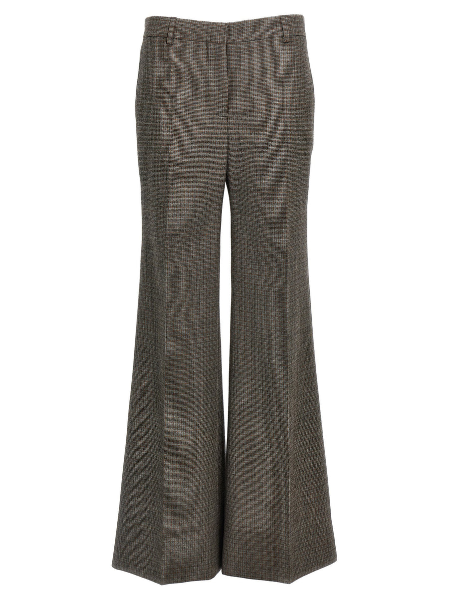 Stella Mccartney Micro Houndstooth Wool Trousers — brown