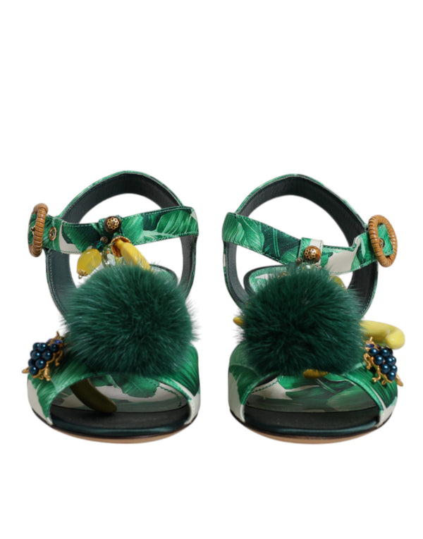 Dolce & Gabbana 90% Silk heel sandal in green