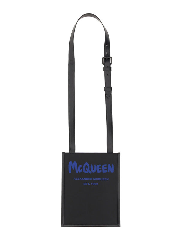 Smartphone Bag With Graffiti Logo Black Polyester Shoulder
