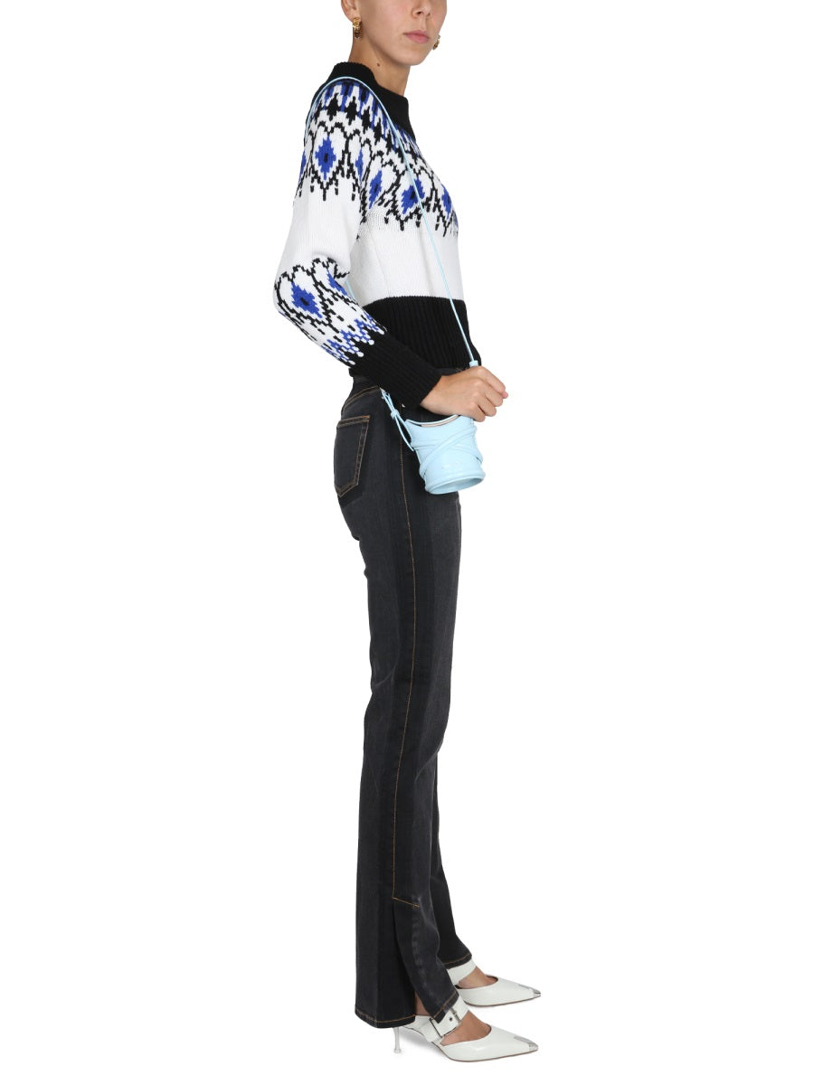 Wide Leg Jeans Black Cotton Elastane Trousers