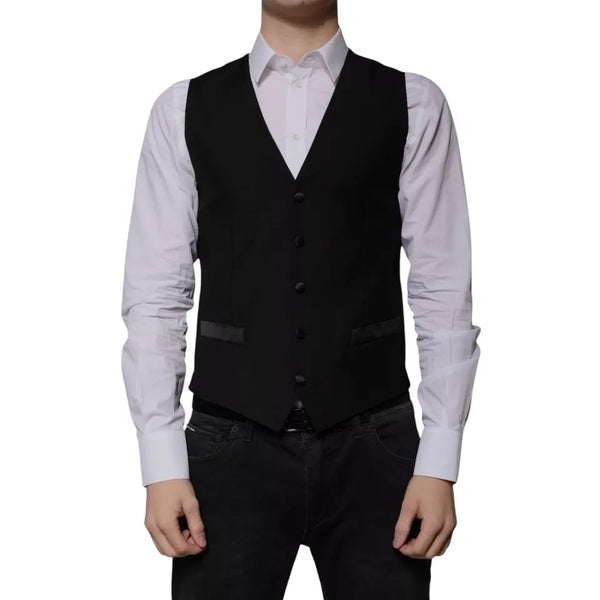 Dolce & Gabbana 87% Virgin Wool 10% Silk 3% Polyester vest in black