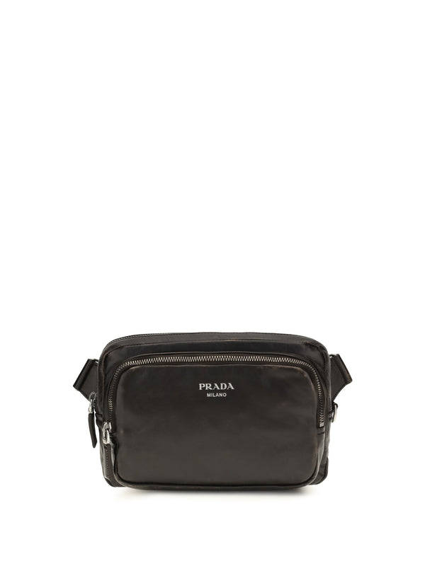 Prada 100% Calf Leather Bos Taurus shoulder bag in black