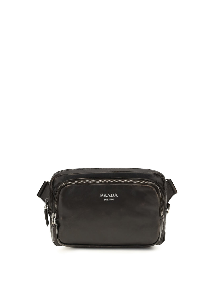 Prada 100% Calf Leather Bos Taurus shoulder bag in black