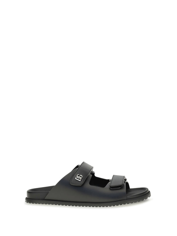 Dolce & Gabbana Upper: 100% calf leather; Sole: 100% rubber sandals in black