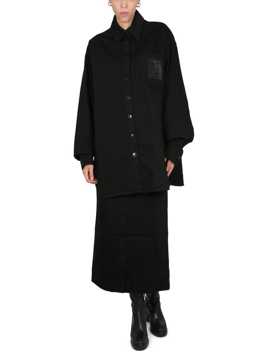 Midi Skirt Black Cotton