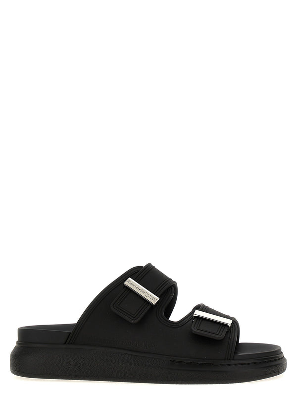 Alexander McQueen Rubber Double-Band Sandals — Black