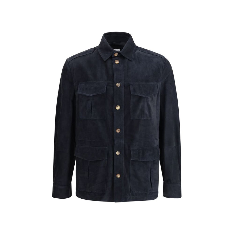 Brunello Cucinelli 100% Calf Leather jacket in navy
