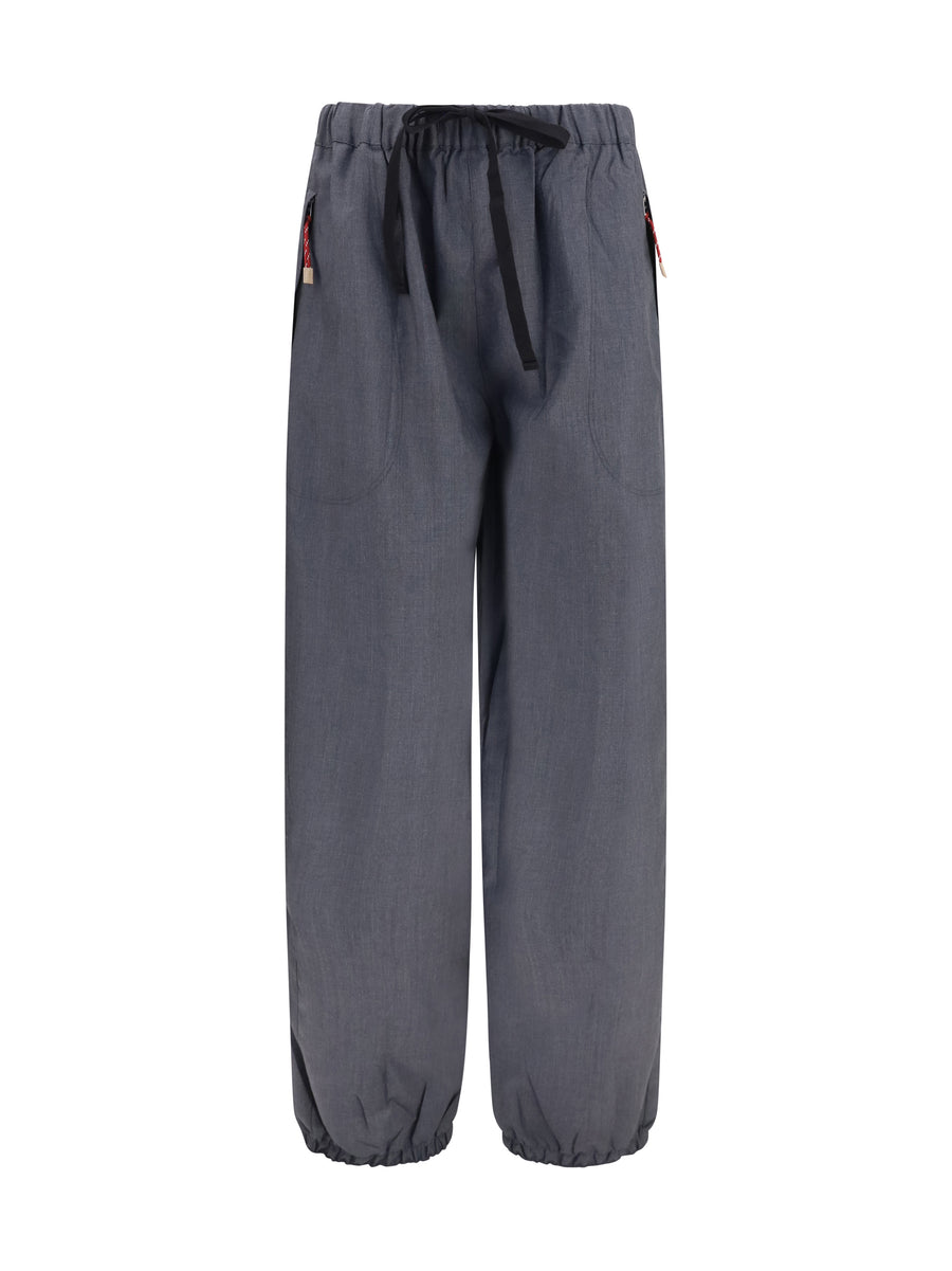Wool And Mohair Pants Slate Grey Merino (ovis Aries) Trousers