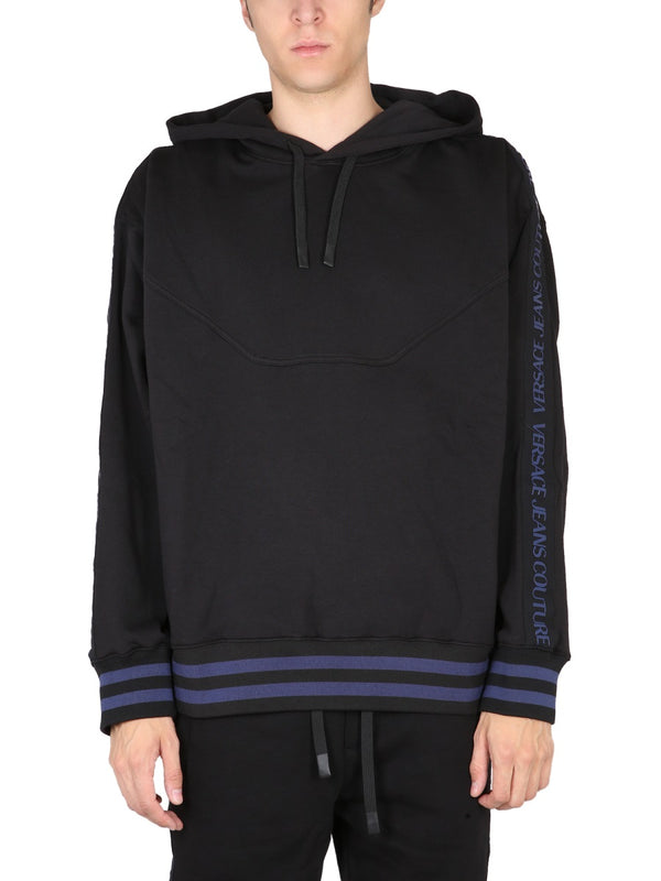 Hoodie With Drawstring Details Black Cotton Track Pants