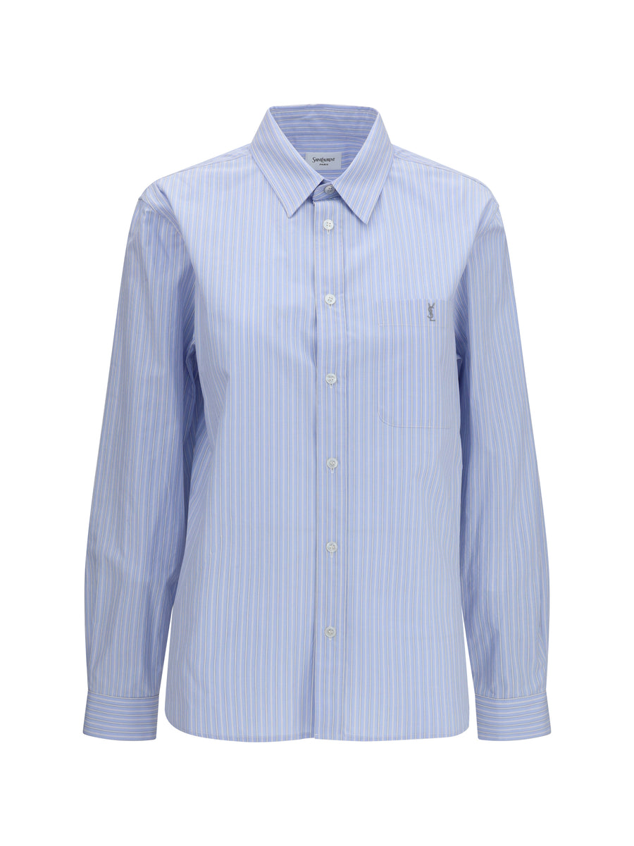 Cassandre Striped Poplin Shirt Bleu/gris Cotton