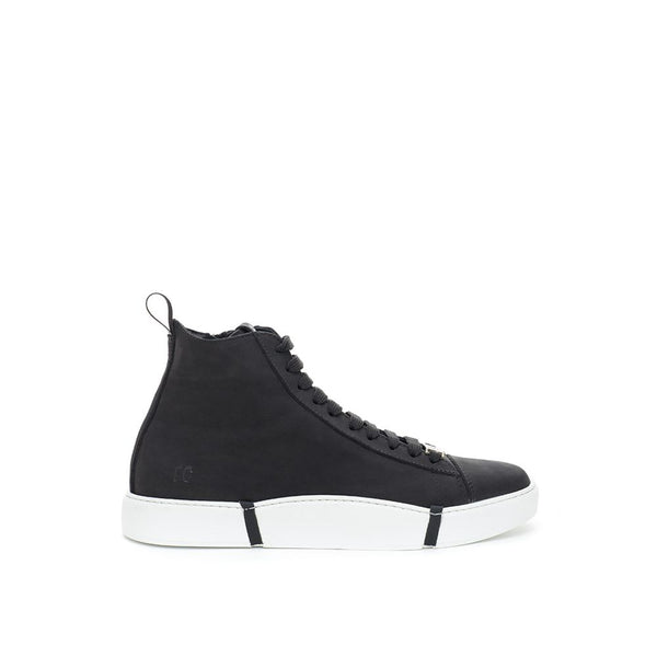 Roberto Cavalli Suede leather high-top sneaker in black