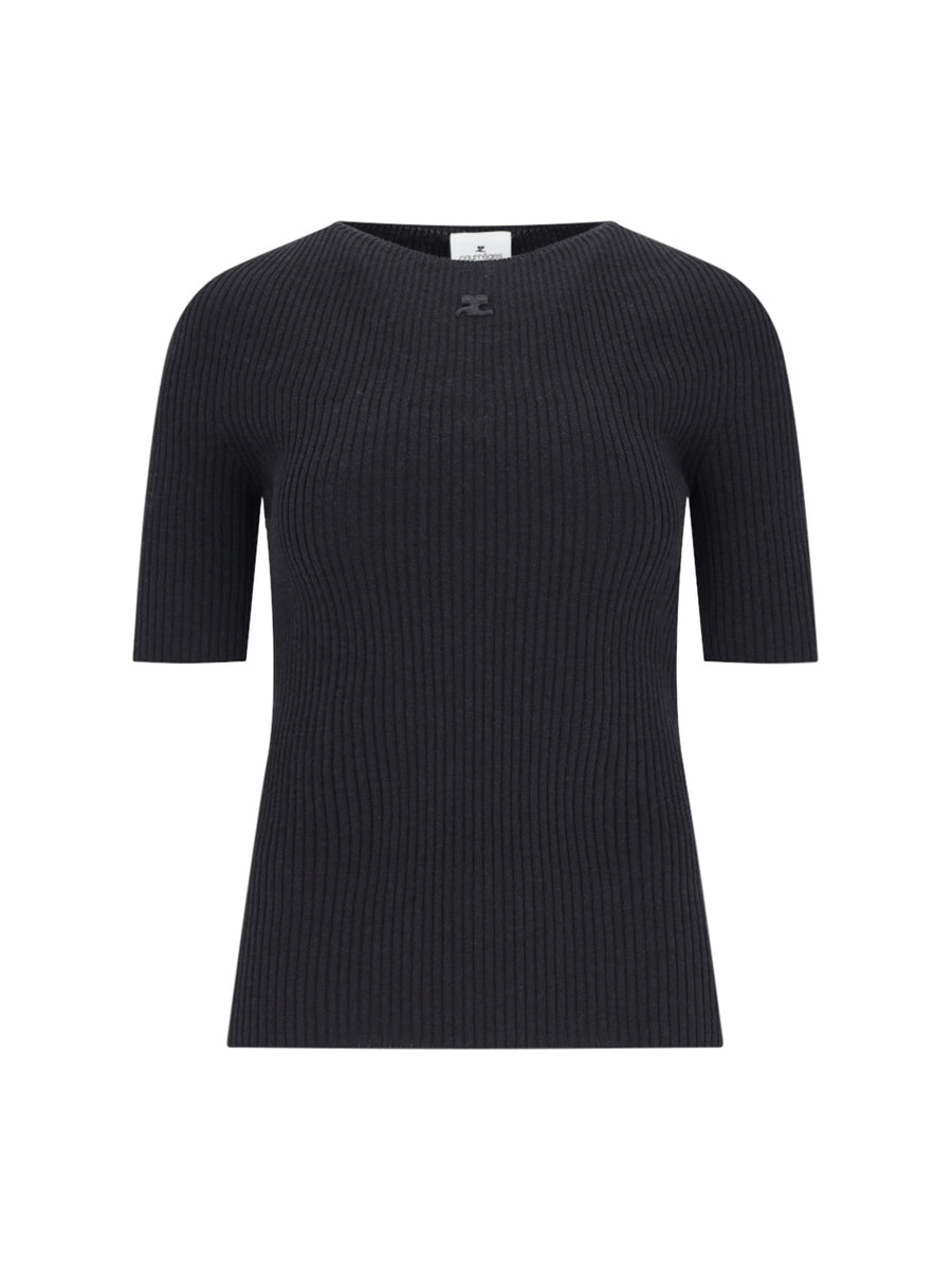 CourrèGes 80% Cotton sweater in black