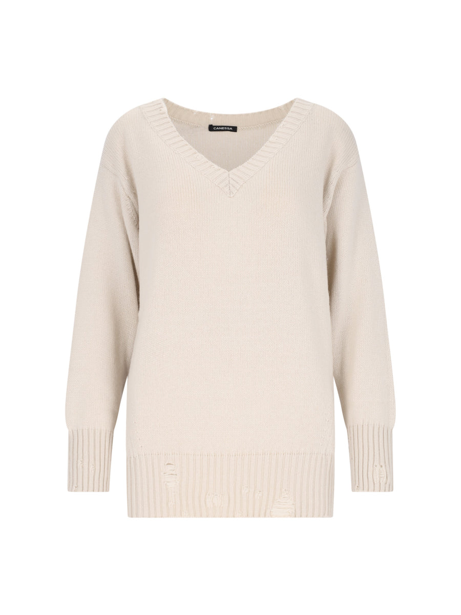 Canessa 100% Cashmere sweater in white